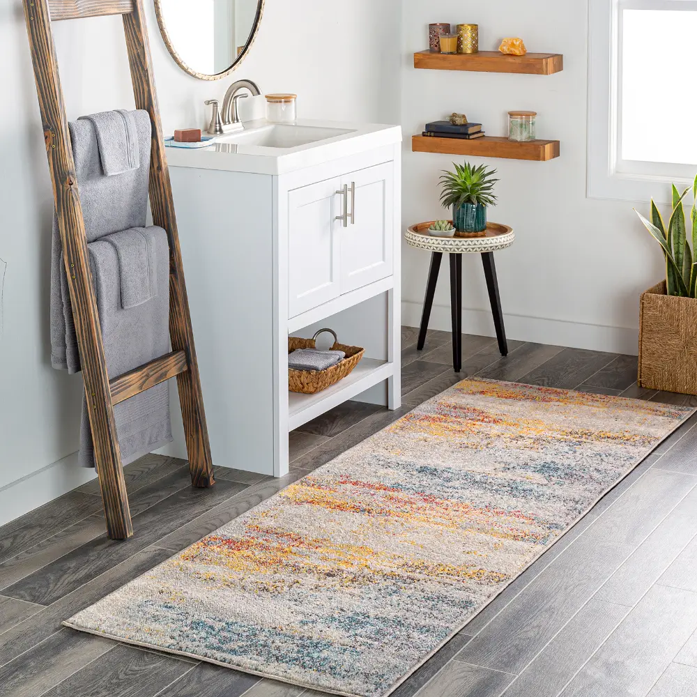 Valerie Abstract Modern Marble Light Grey Rug - Image 10