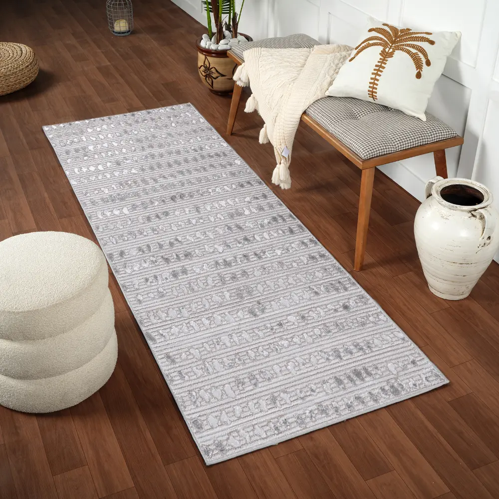Valkiria Scandi Modern Beige/White Polka Dot Rug - Image 4