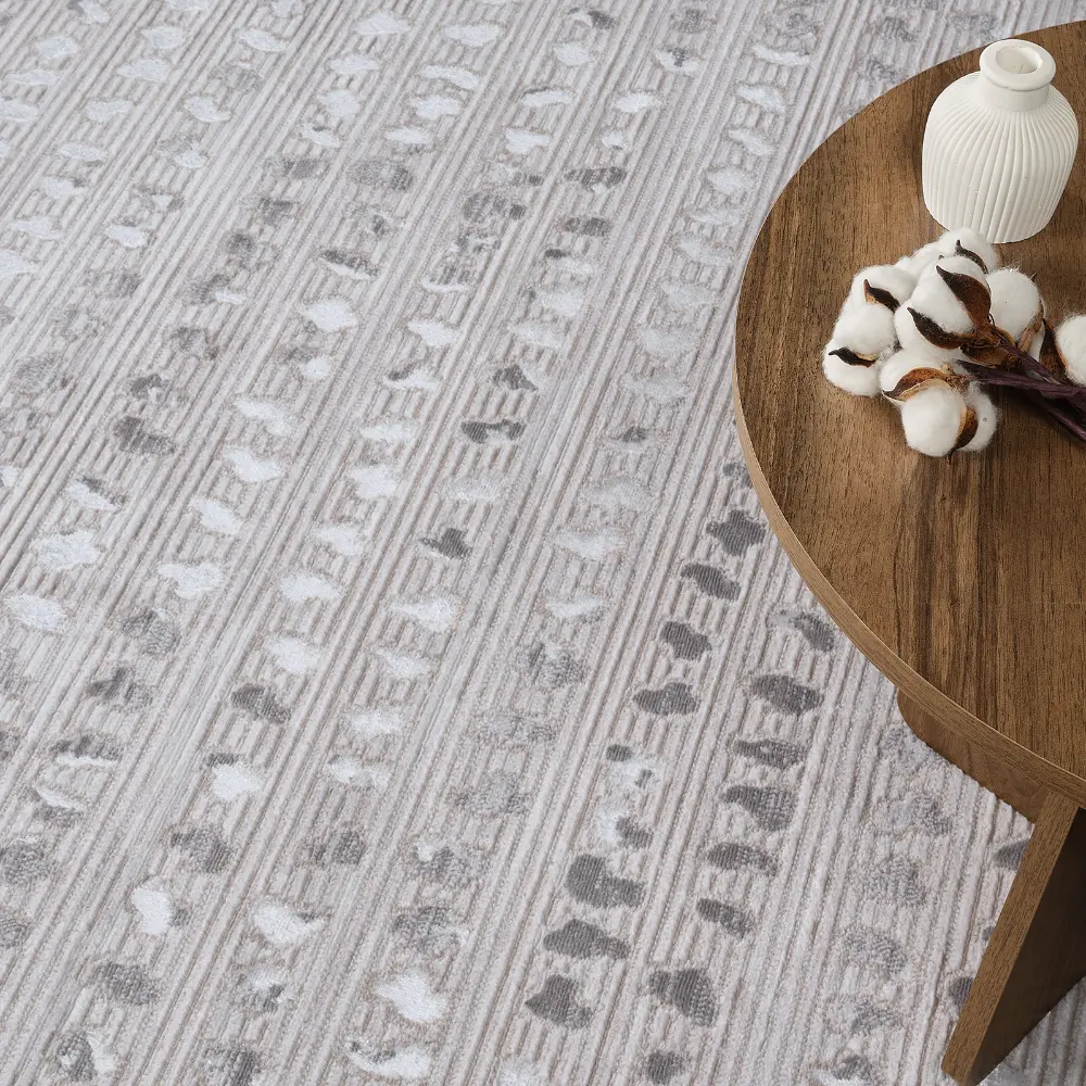 Valkiria Scandi Modern Beige/White Polka Dot Rug - Image 9