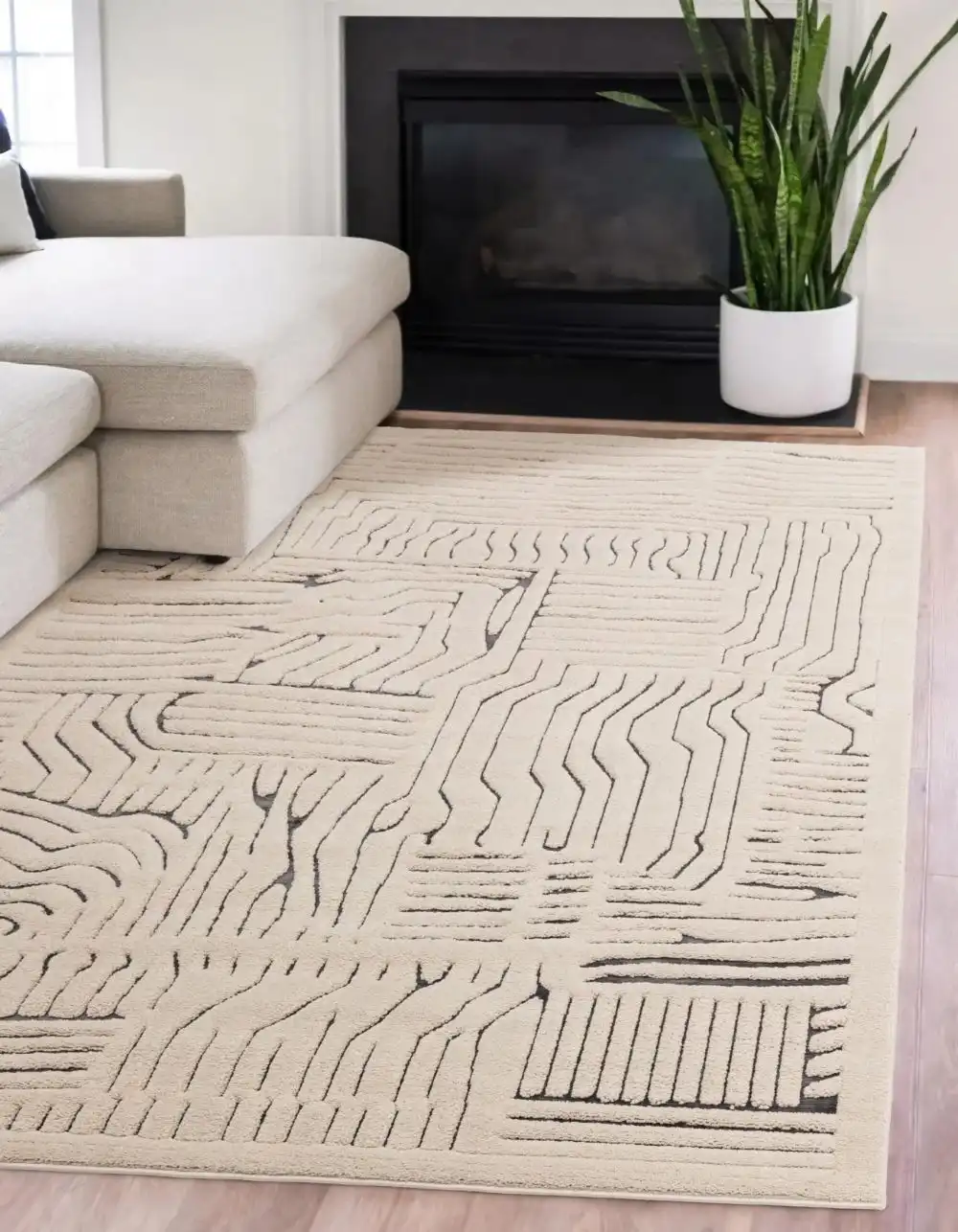 Valley Ivory Charcoal Route Rug