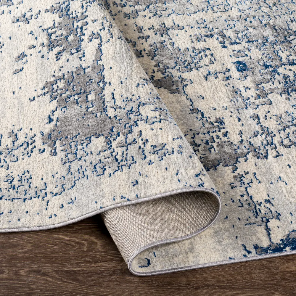 Victoire Abstract Modern Marble Dark Blue Rug - Image 7