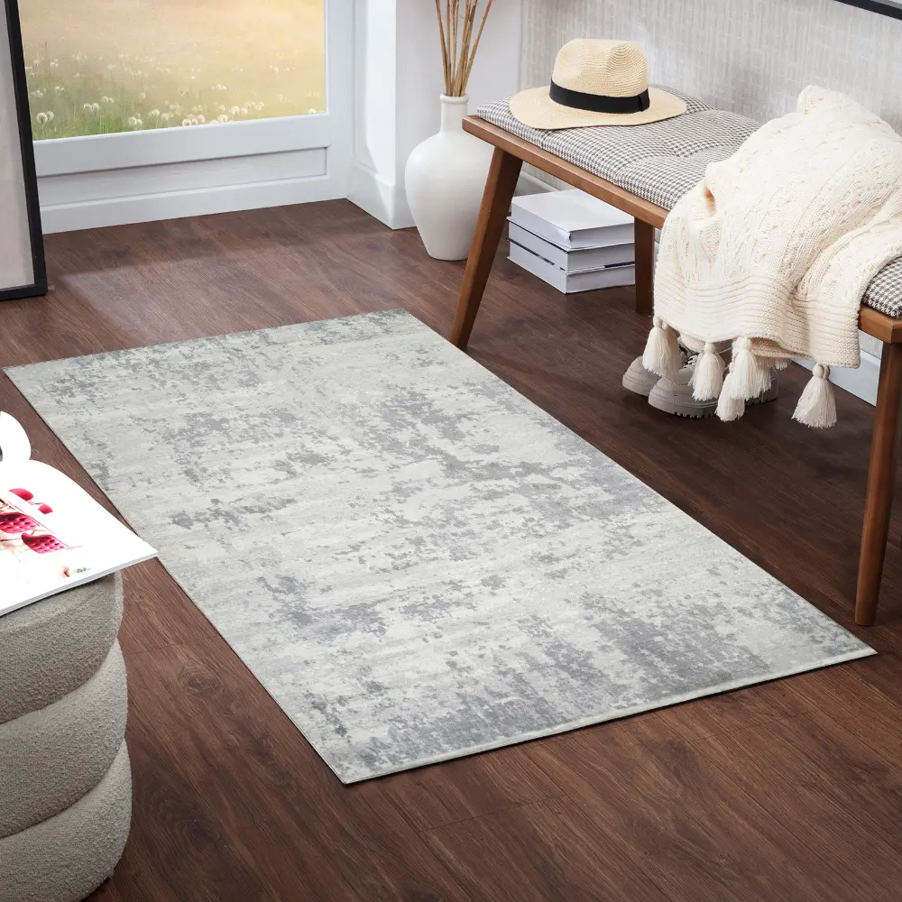 Victoire Abstract Modern Marble Grey/Ivory Rug - Image 11