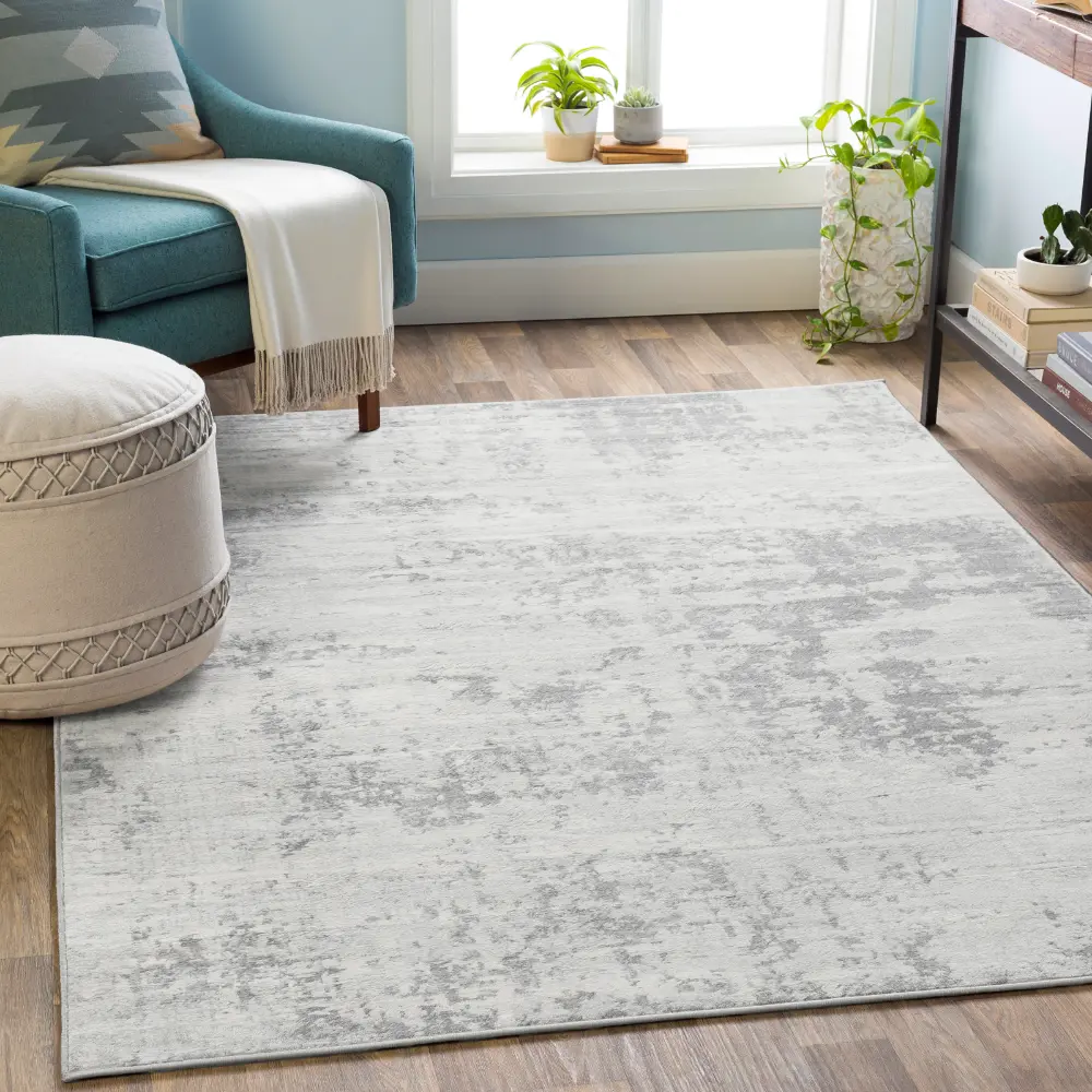 Victoire Abstract Modern Marble Grey/Ivory Rug - Image 2