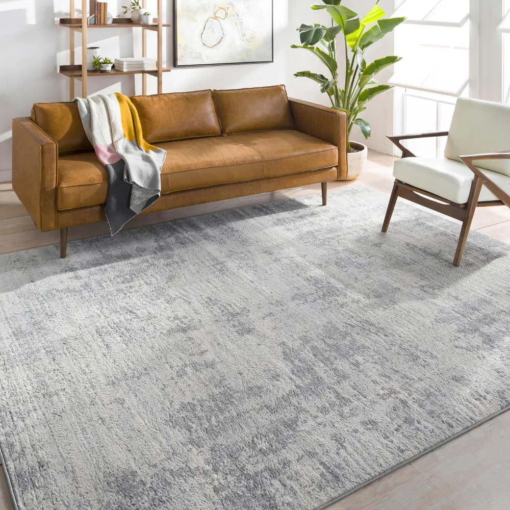 Victoire Abstract Modern Marble Grey/Ivory Rug - Image 6