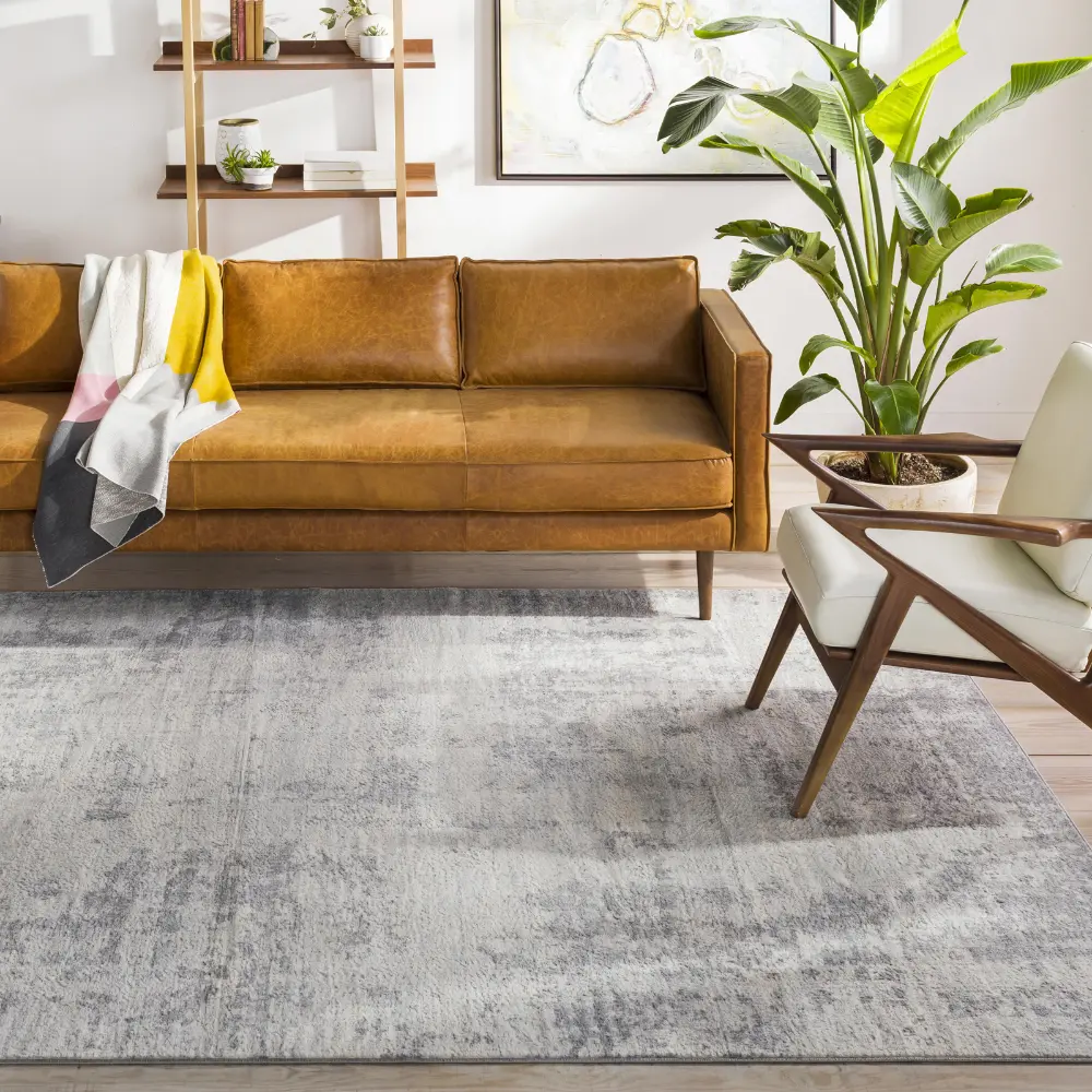 Victoire Abstract Modern Marble Grey/Ivory Rug - Image 7