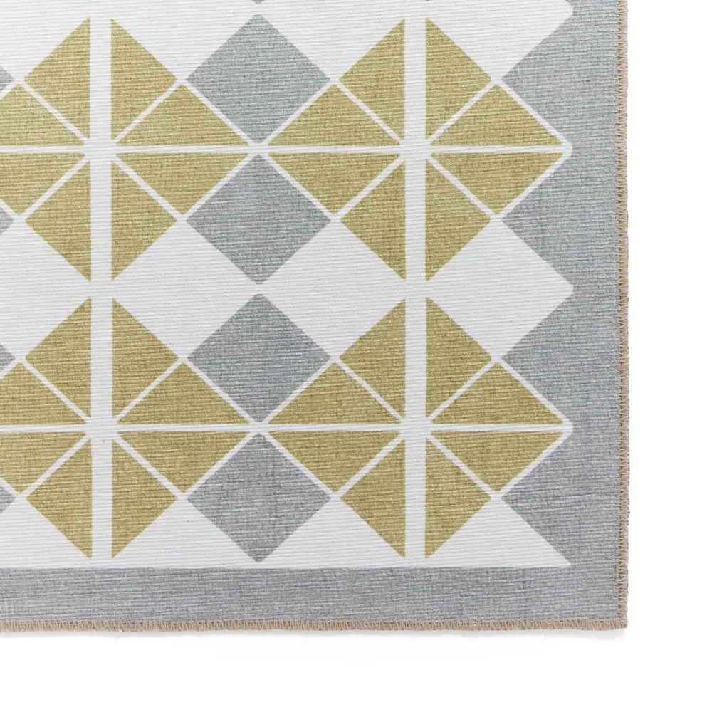 Victoria H1184 Grey/Yellow Washable Rug - Image 3
