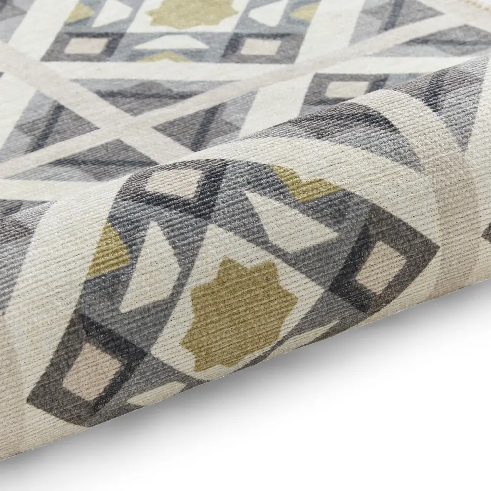Victoria H1187 Grey/Yellow Washable Rug - Image 4