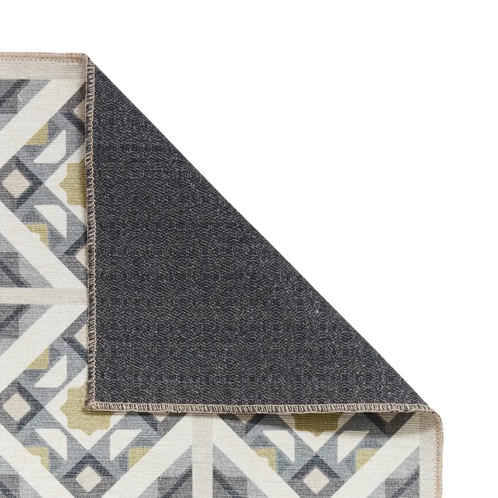 Victoria H1187 Grey/Yellow Washable Rug - Image 5