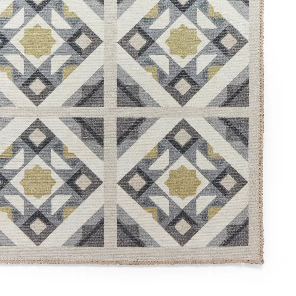Victoria H1187 Grey/Yellow Washable Rug - Image 6
