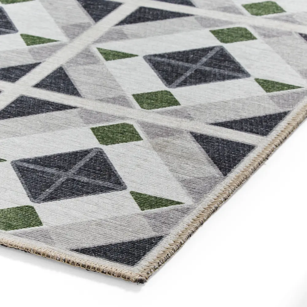 Victoria H1190 Grey/Green Washable Rug - Image 5