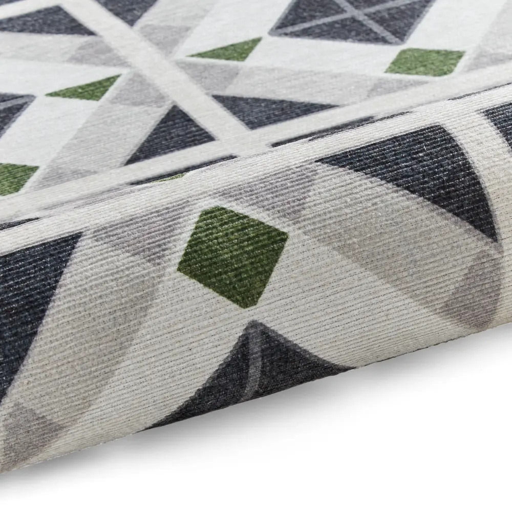 Victoria H1190 Grey/Green Washable Rug - Image 6