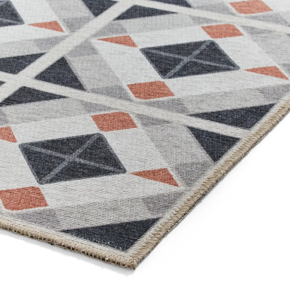 Victoria H1190 Grey/Orange Washable Rug - Image 3