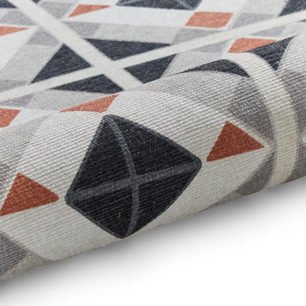 Victoria H1190 Grey/Orange Washable Rug - Image 5