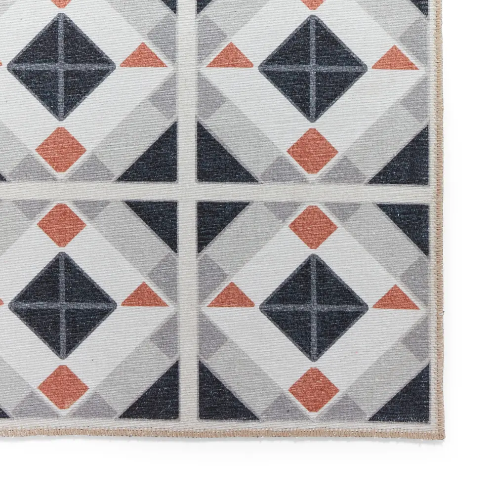 Victoria H1190 Grey/Orange Washable Rug - Image 7