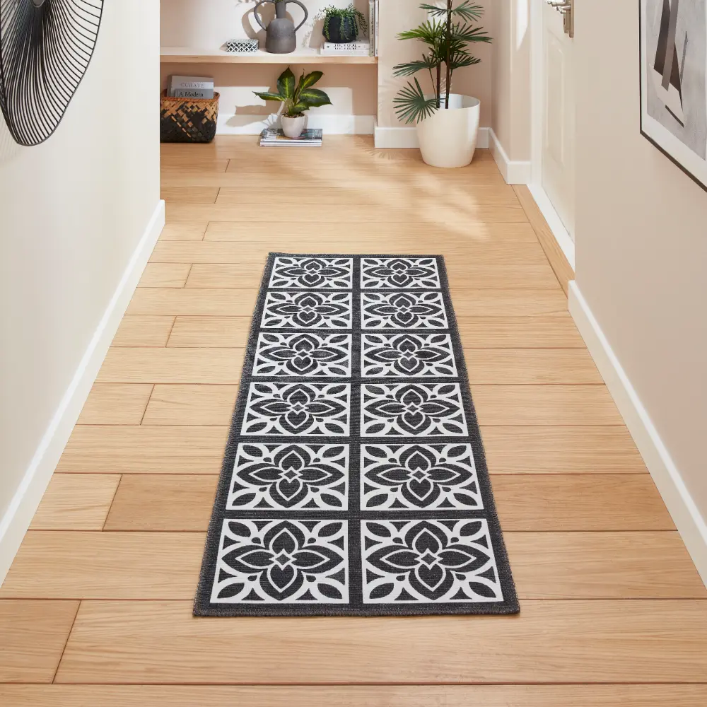 Victoria H1191 Dark Grey Washable Rug