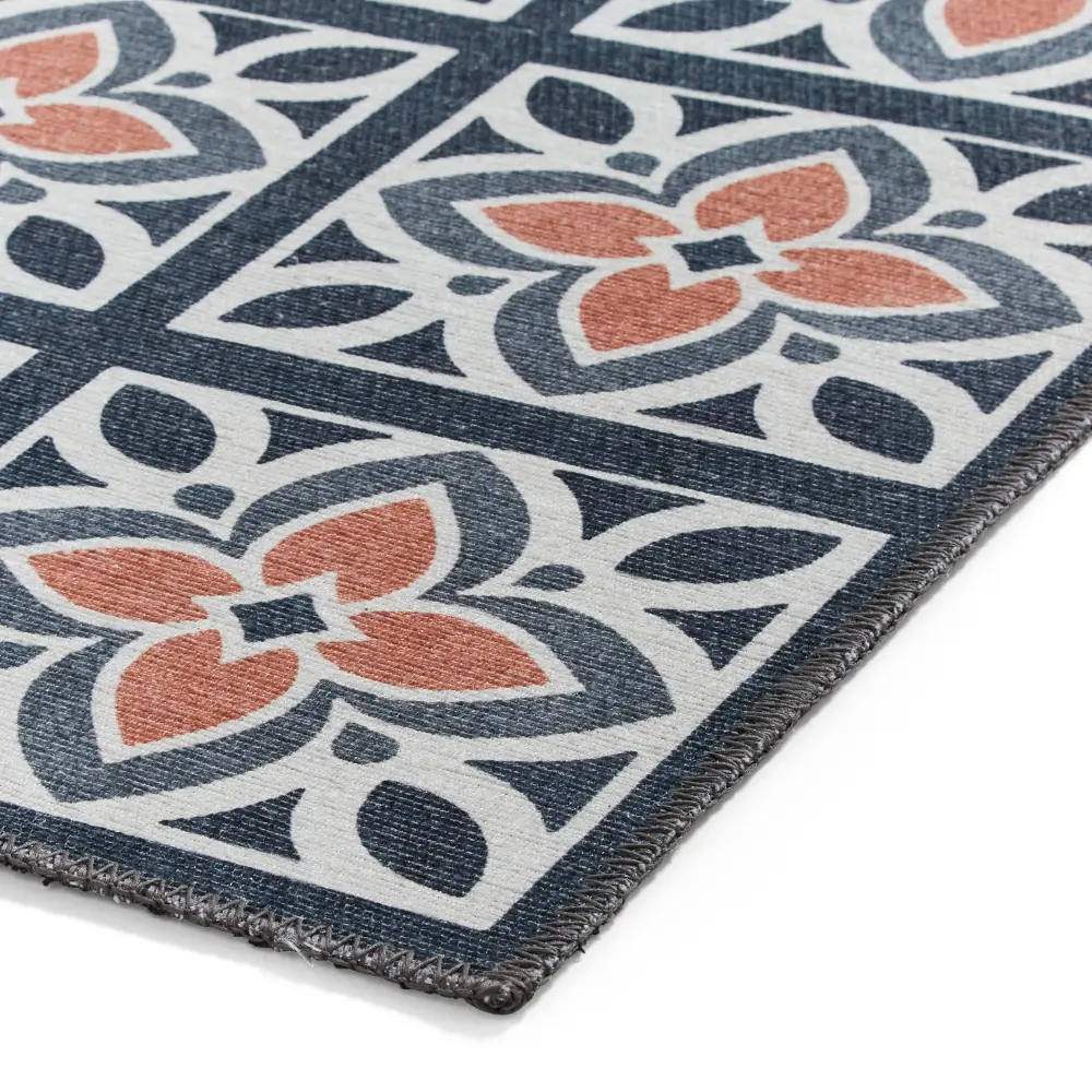 Victoria H1191 Grey/Orange Washable Rug - Image 3