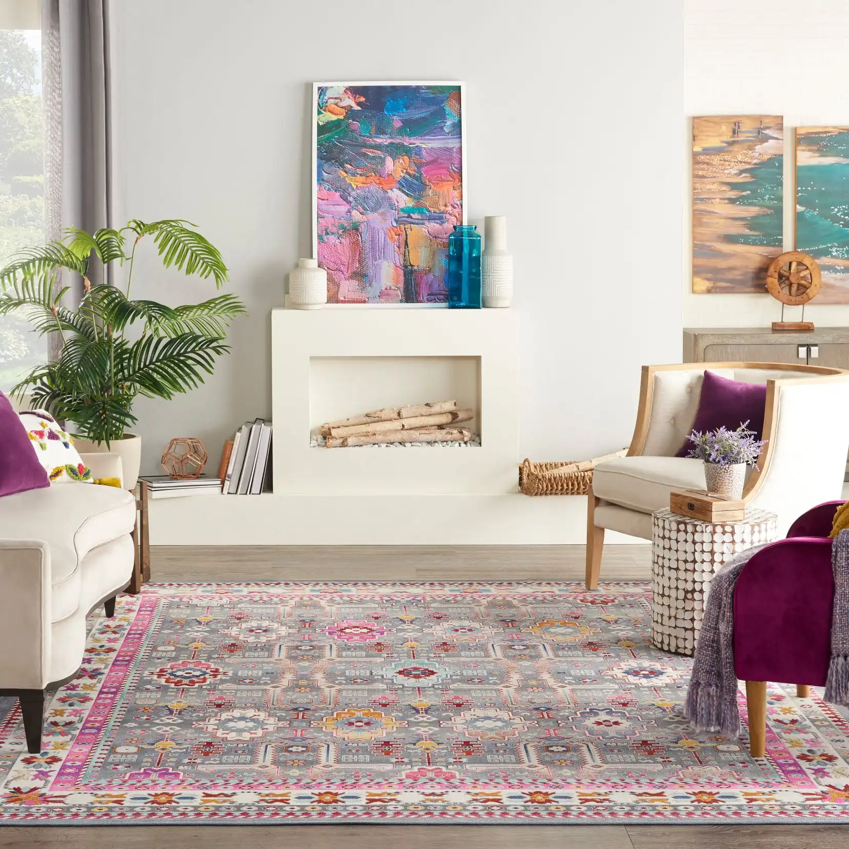 Vintage Kashan VKA05 Grey Multi Rug