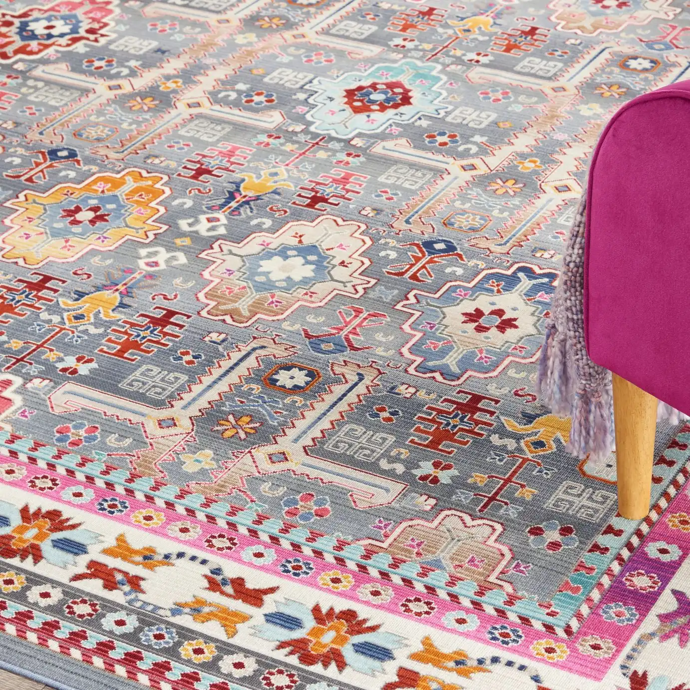 Vintage Kashan VKA05 Grey Multi Rug - Image 3