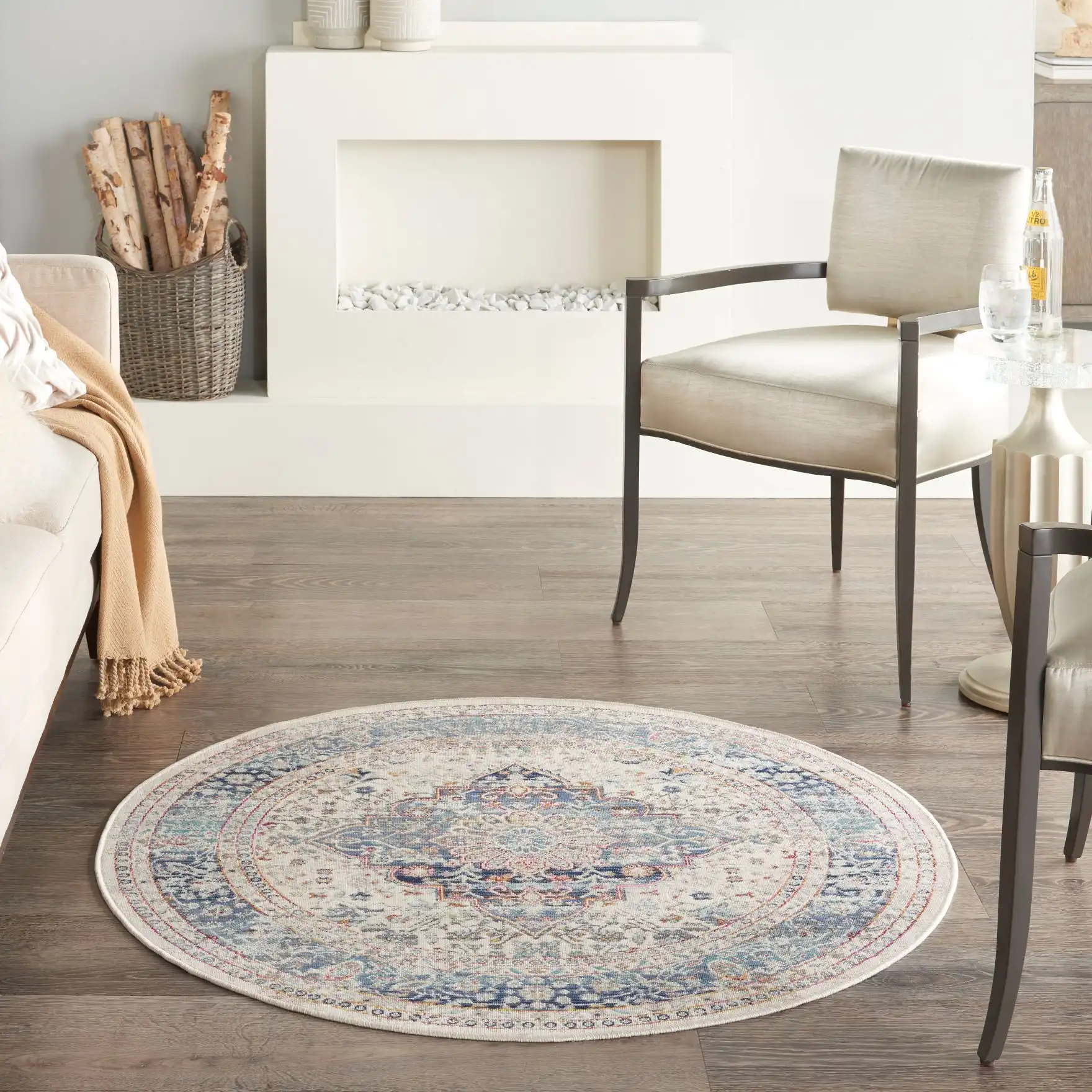 Vintage Kashan VKA07 Ivory Blue Rug - Image 5