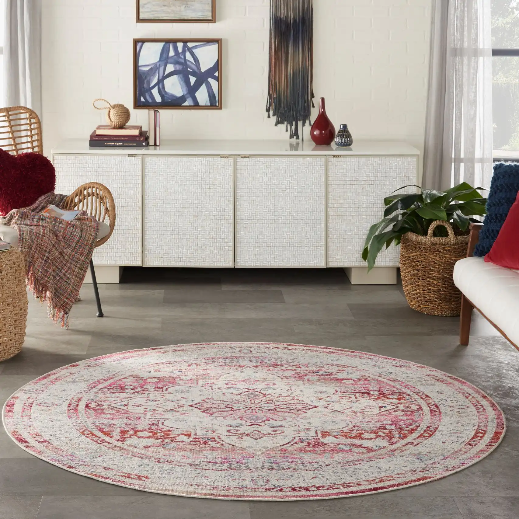 Vintage Kashan VKA07 Red Ivory Rug - Image 3