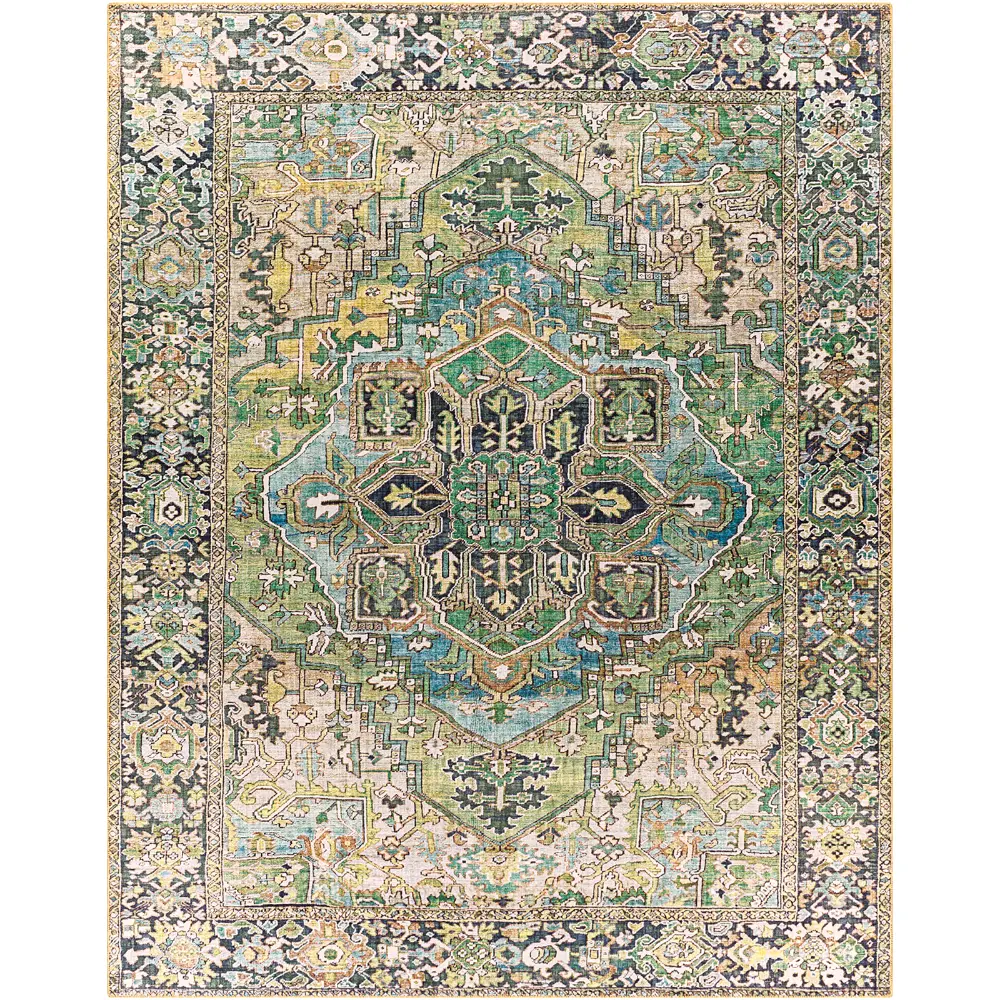 Viorica Vintage Oriental Boho Dark Green Rug - Image 10