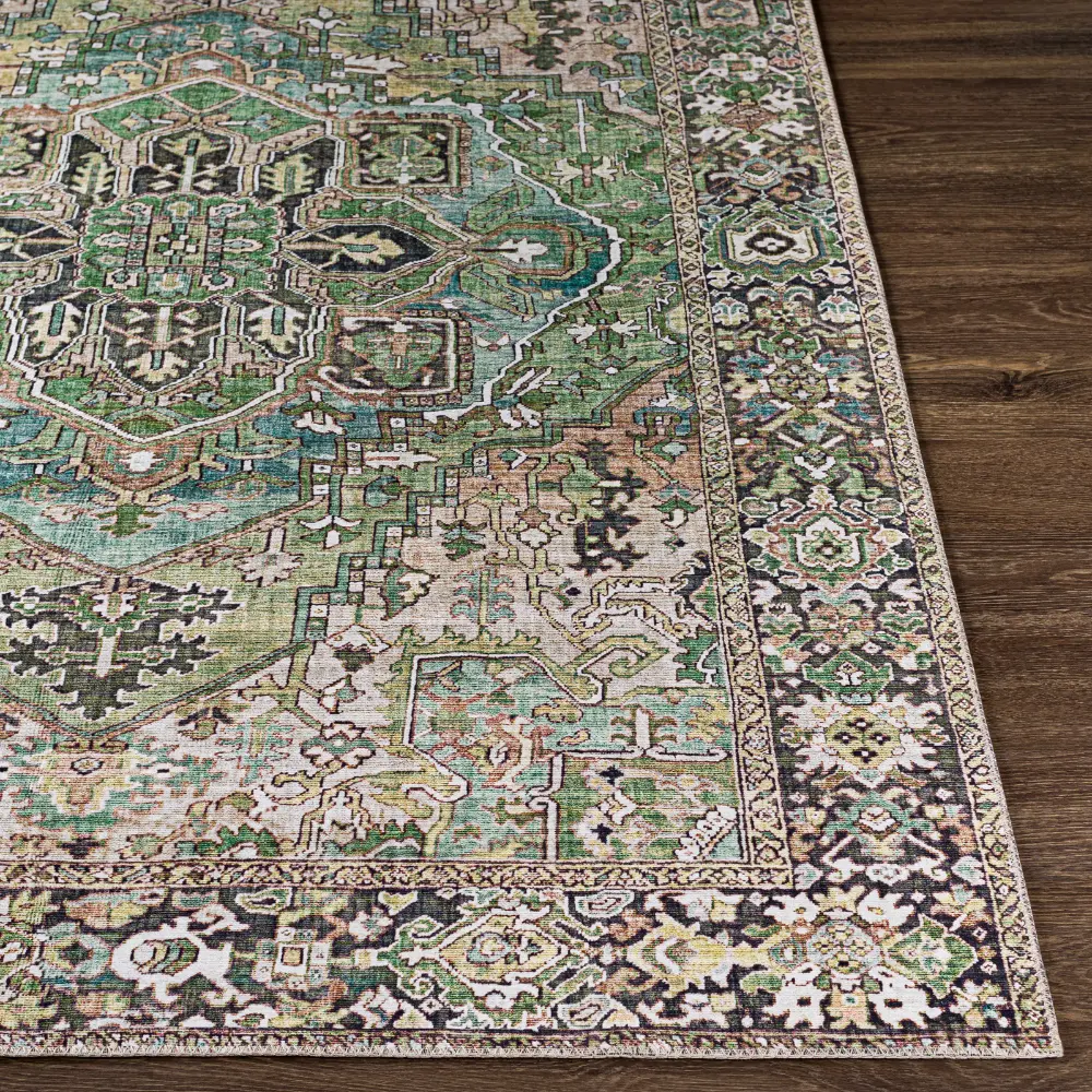 Viorica Vintage Oriental Boho Dark Green Rug - Image 3