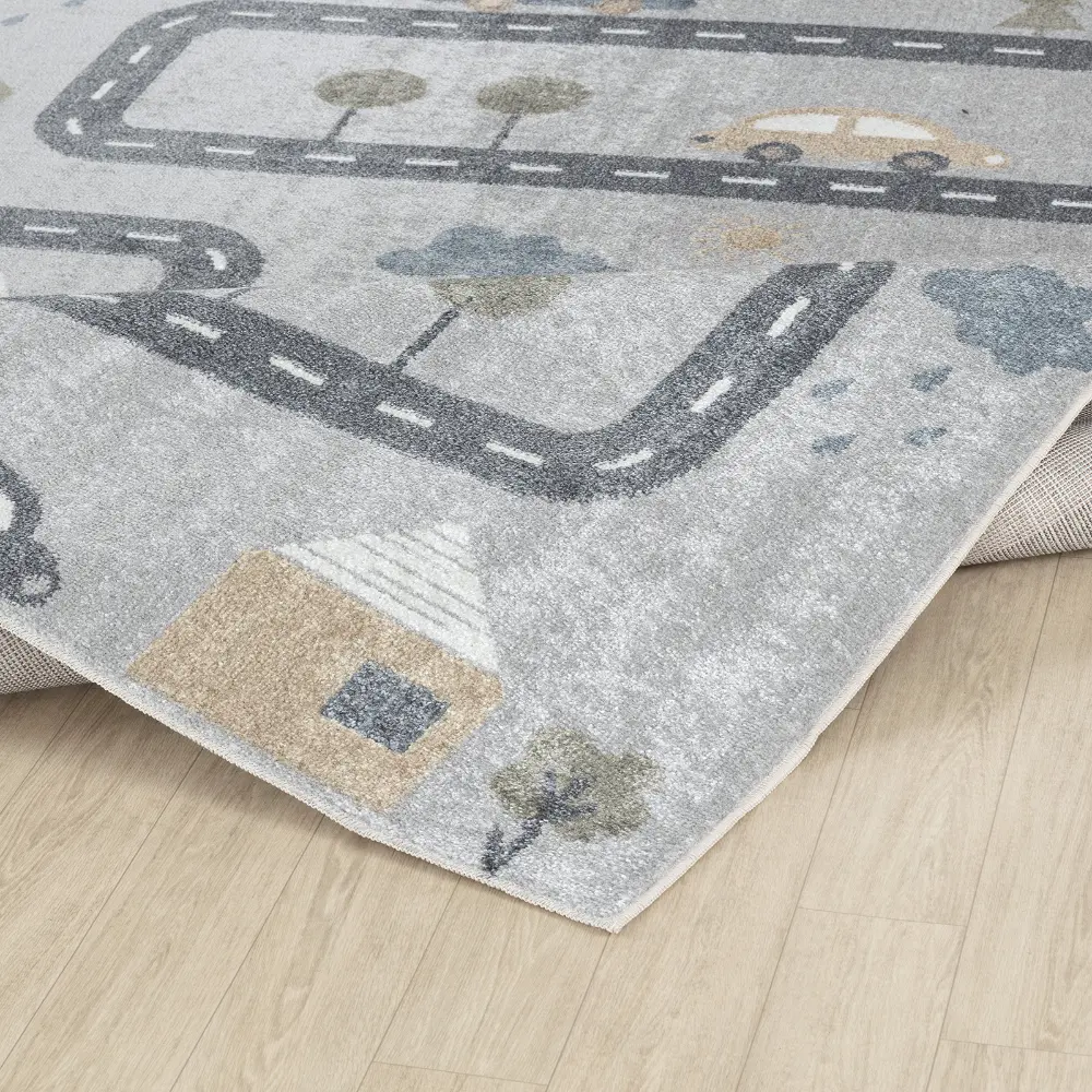Vroomville Kids Machine Washable Blue/Grey Bedroom Rug - Image 11