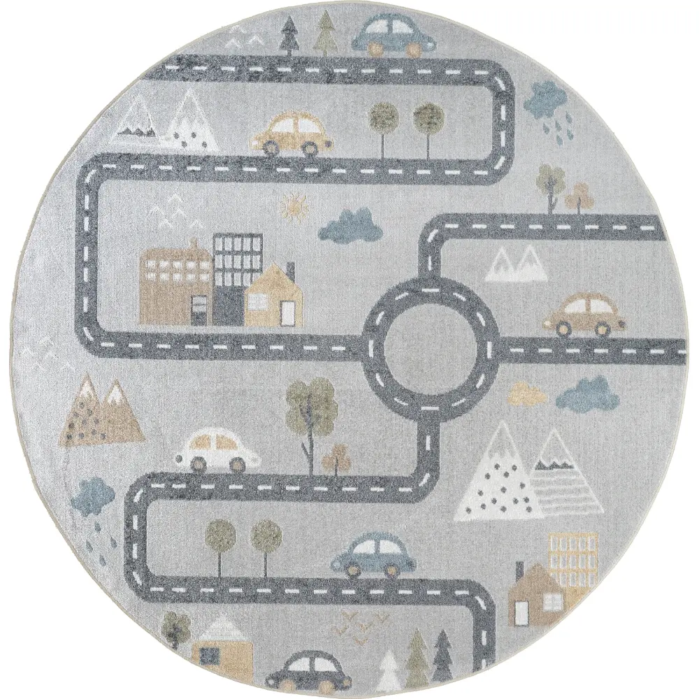 Vroomville Kids Machine Washable Blue/Grey Bedroom Rug - Image 7