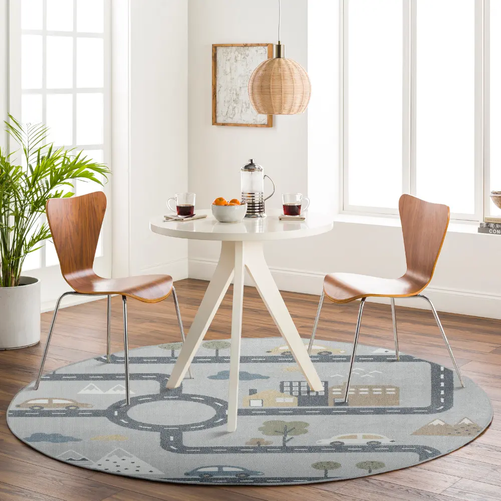 Vroomville Kids Machine Washable Blue/Grey Bedroom Rug - Image 8