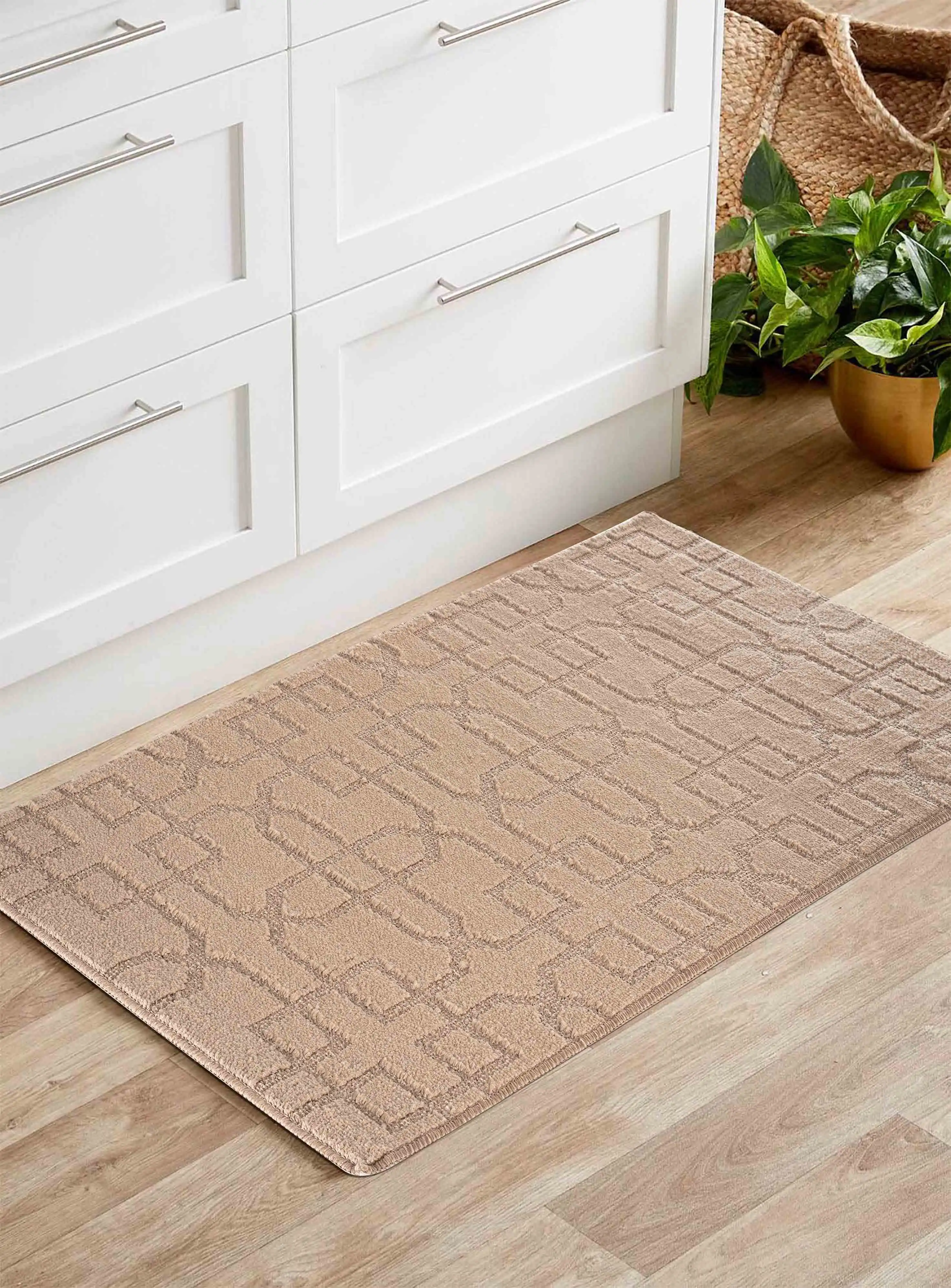 Washable 9mm Gel-Back Ivy Siam Beige Rug