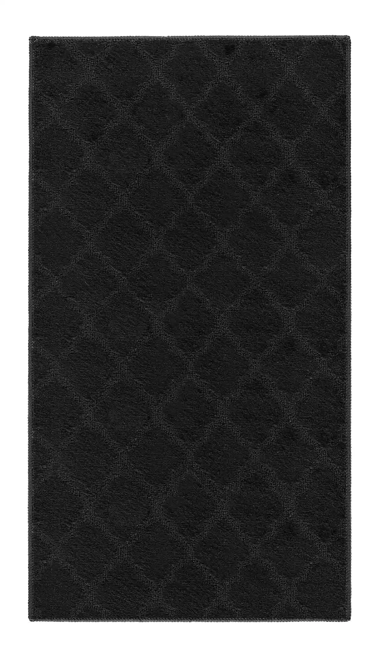 Washable 9mm Gel-Back Ivy Trellis Black Rug - Image 2