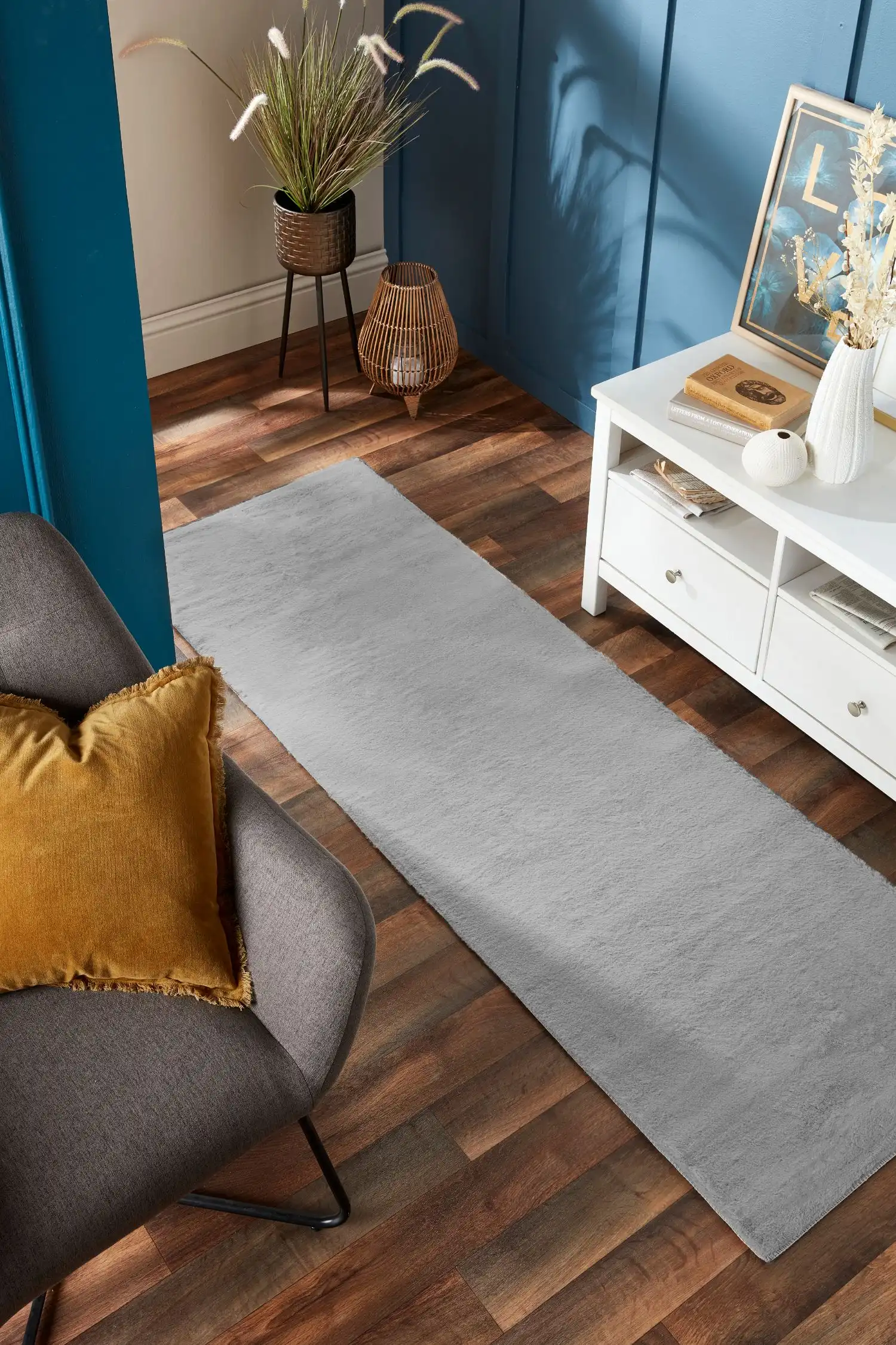 Washable Faux Fur Grey Faux Rug - Image 2