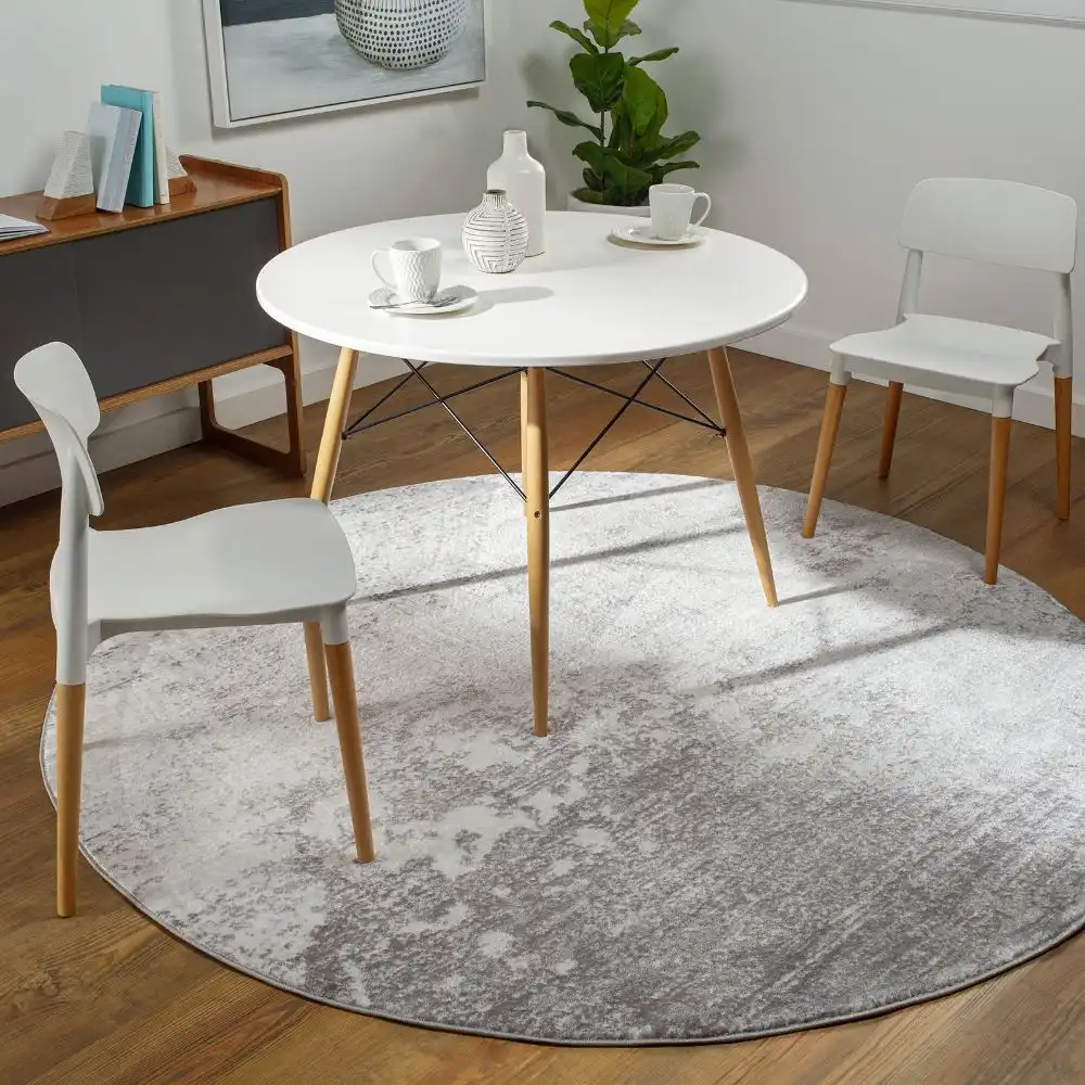 Fiona Abstract Modern Marble Silver Grey Rug - Image 2