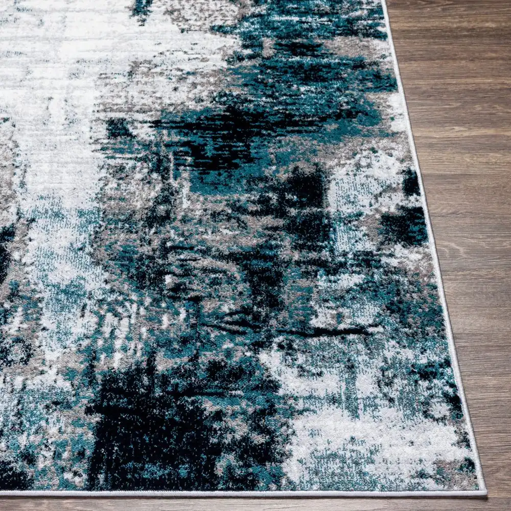 Giulia Abstract Modern Marble Aqua/Navy Rug - Image 4