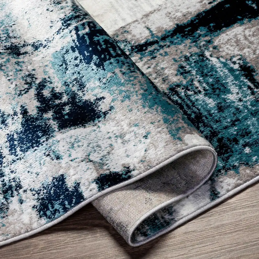 Giulia Abstract Modern Marble Aqua/Navy Rug - Image 5