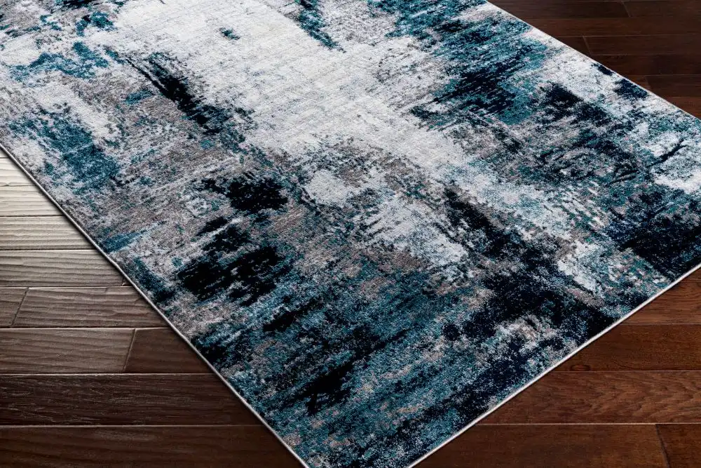 Giulia Abstract Modern Marble Aqua/Navy Rug - Image 6