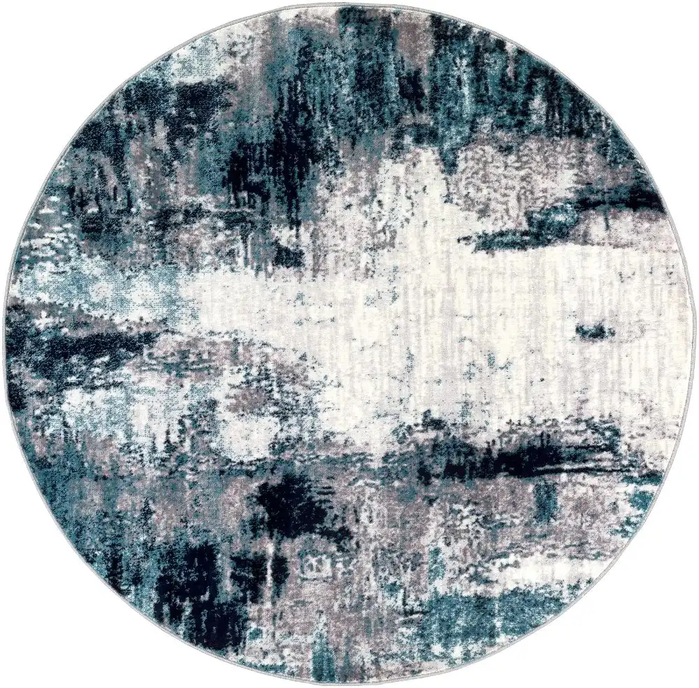Giulia Abstract Modern Marble Aqua/Navy Rug - Image 8