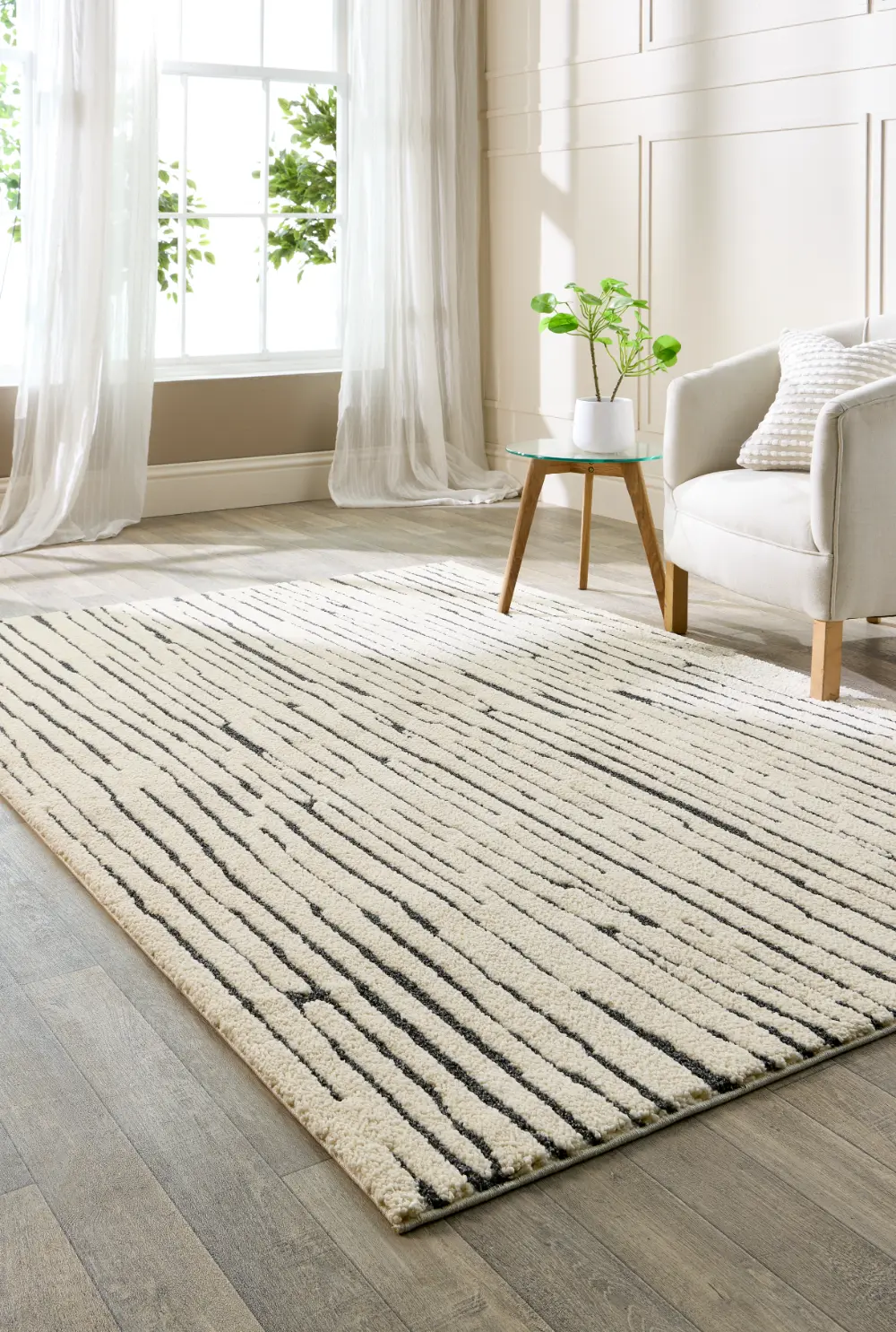 Wood Weave Ivory/Charcoal
