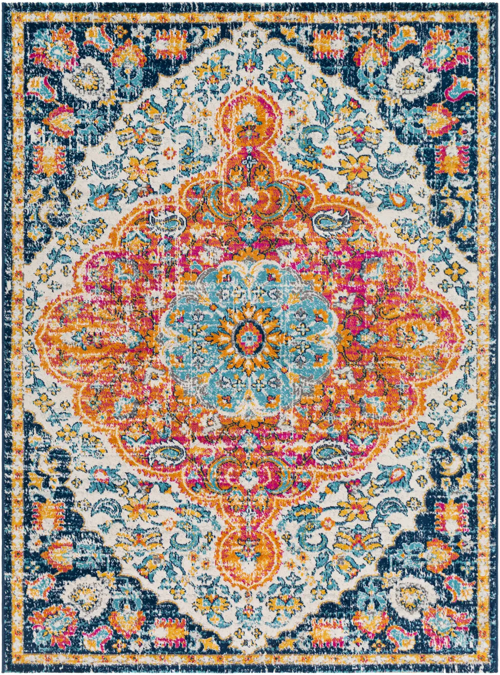 Wren Vintage Oriental Boho Bright Orange Rug - Image 6