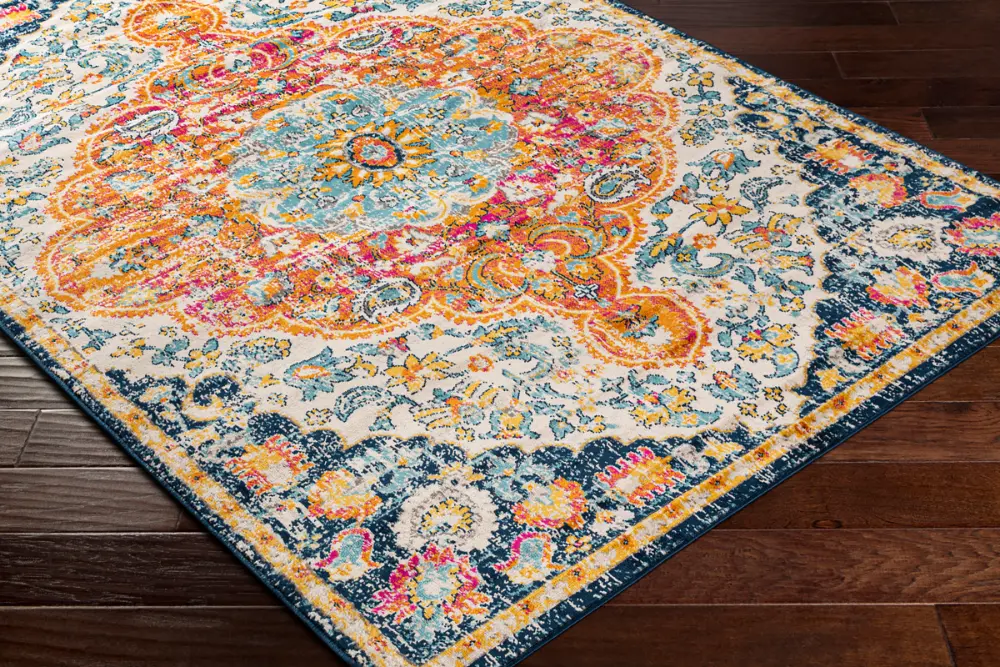 Wren Vintage Oriental Boho Bright Orange Rug - Image 7