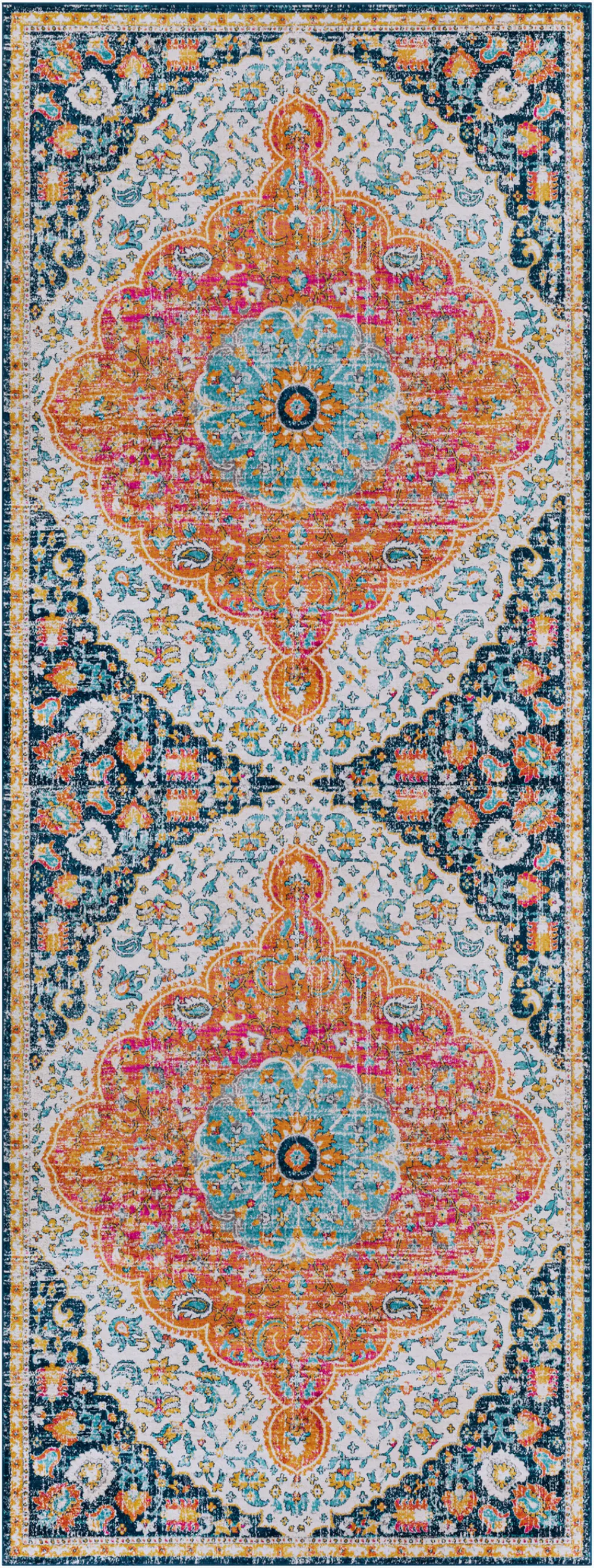 Wren Vintage Oriental Boho Bright Orange Rug - Image 9