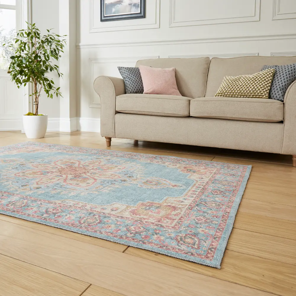 Zahra Washable S0063 Blue/Beige - Image 2