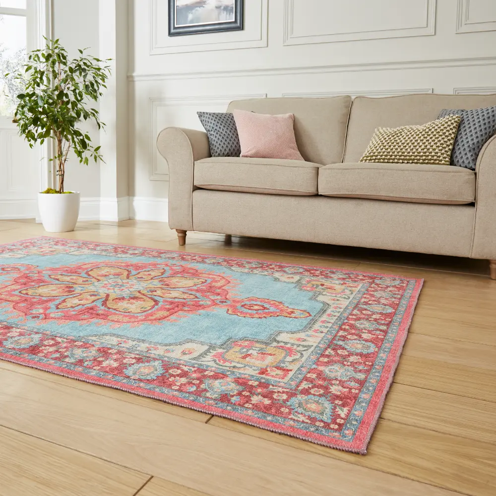 Zahra Washable S0063 Blue/Red - Image 2