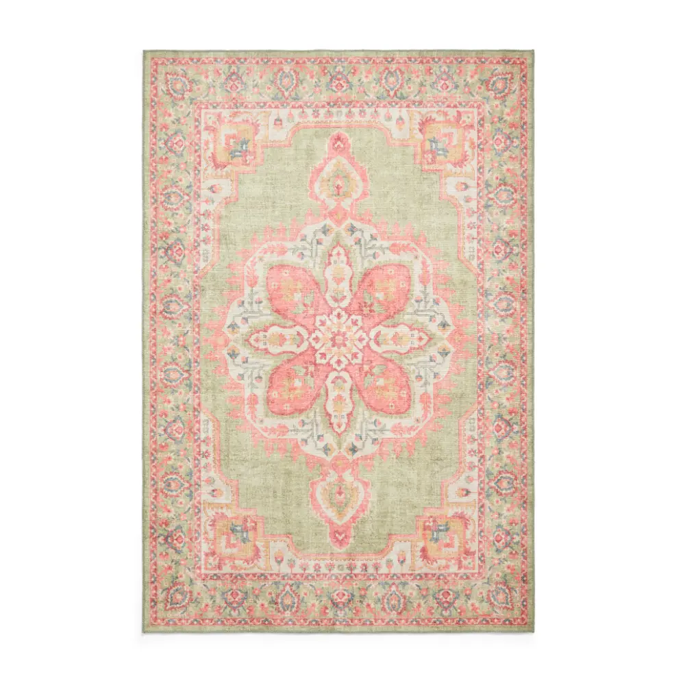 Zahra Washable S0063 Green/Pink - Image 3