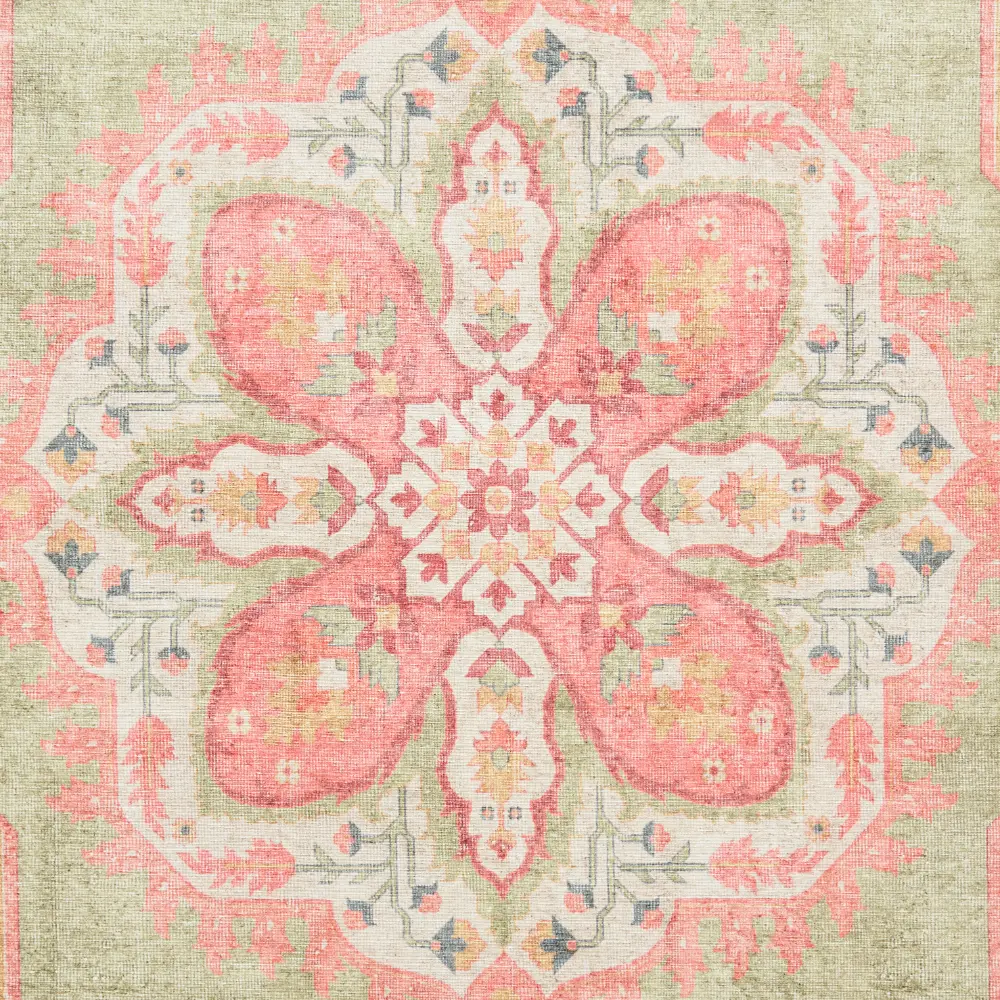 Zahra Washable S0063 Green/Pink - Image 6
