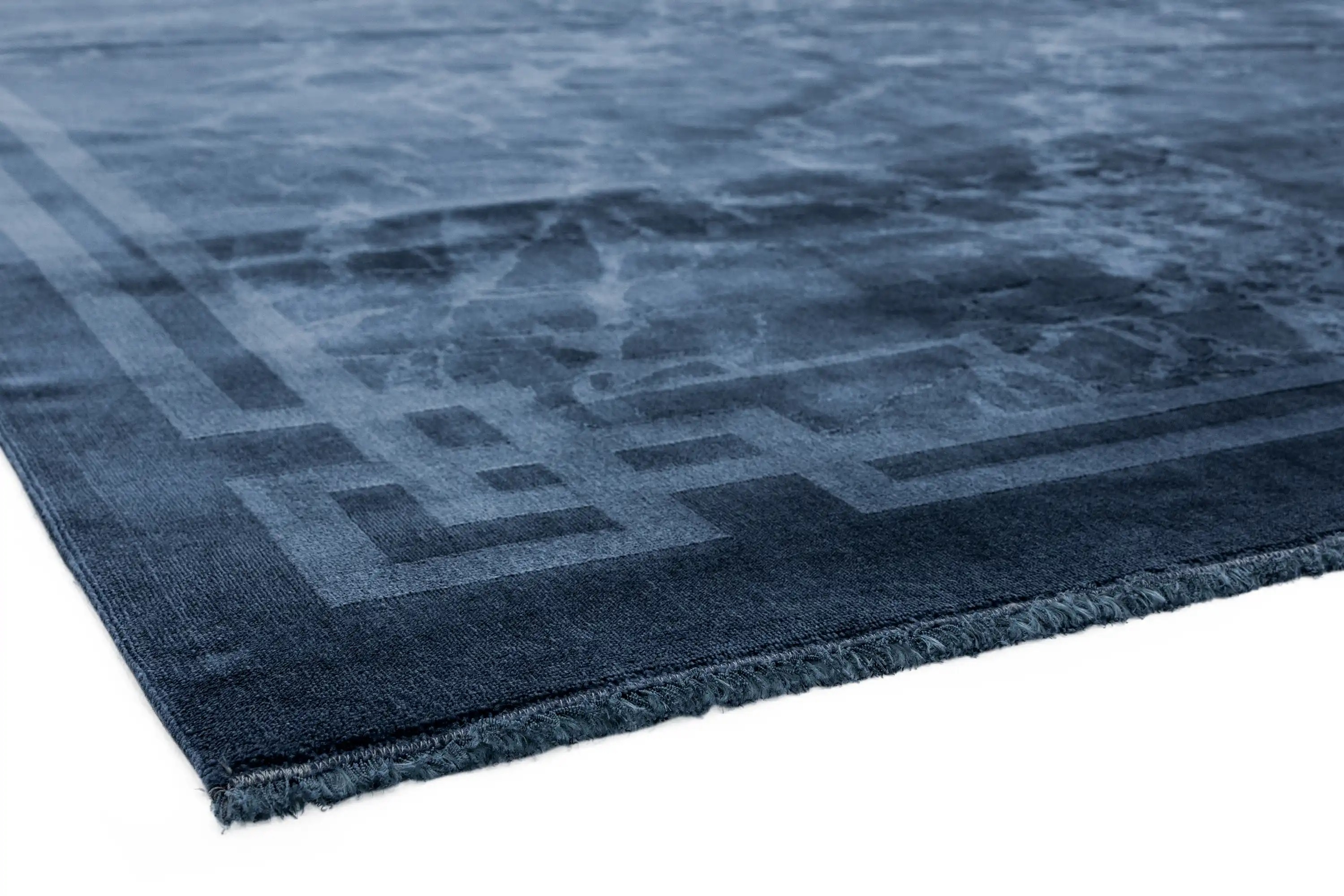 Zehraya ZE02 Ink Blue Border Rug - Image 4
