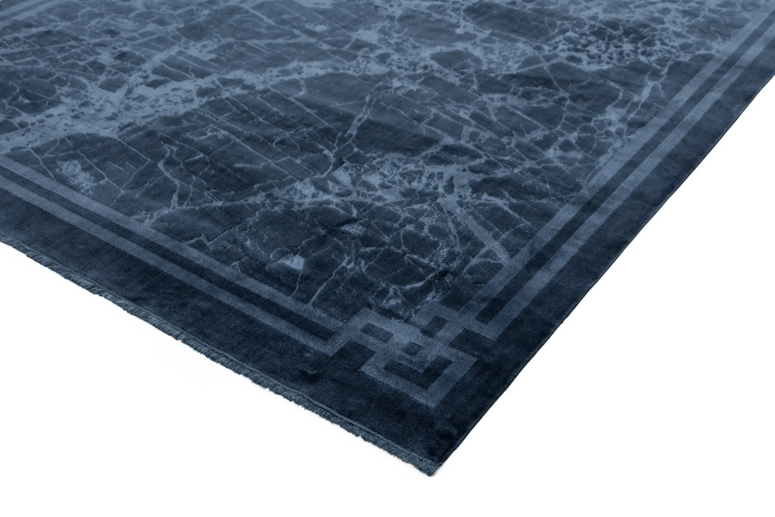 Zehraya ZE02 Ink Blue Border Rug - Image 5