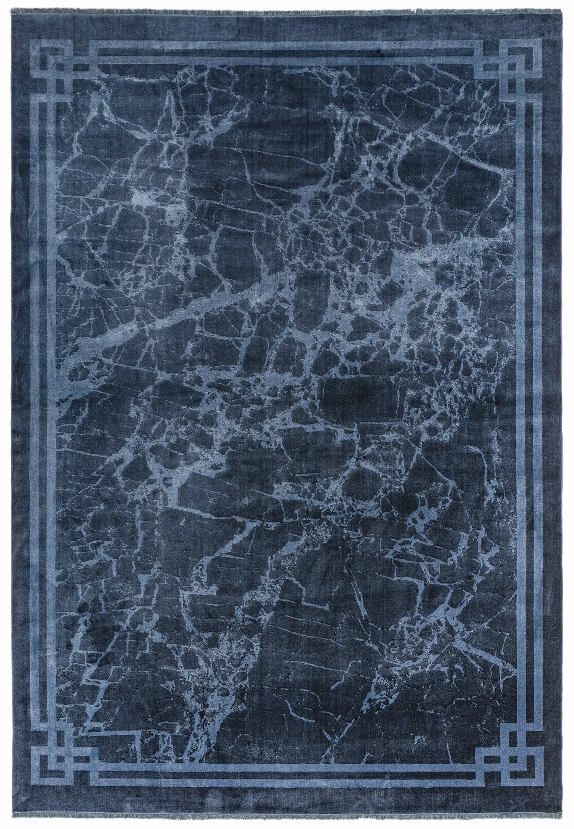 Zehraya ZE02 Ink Blue Border Rug - Image 6