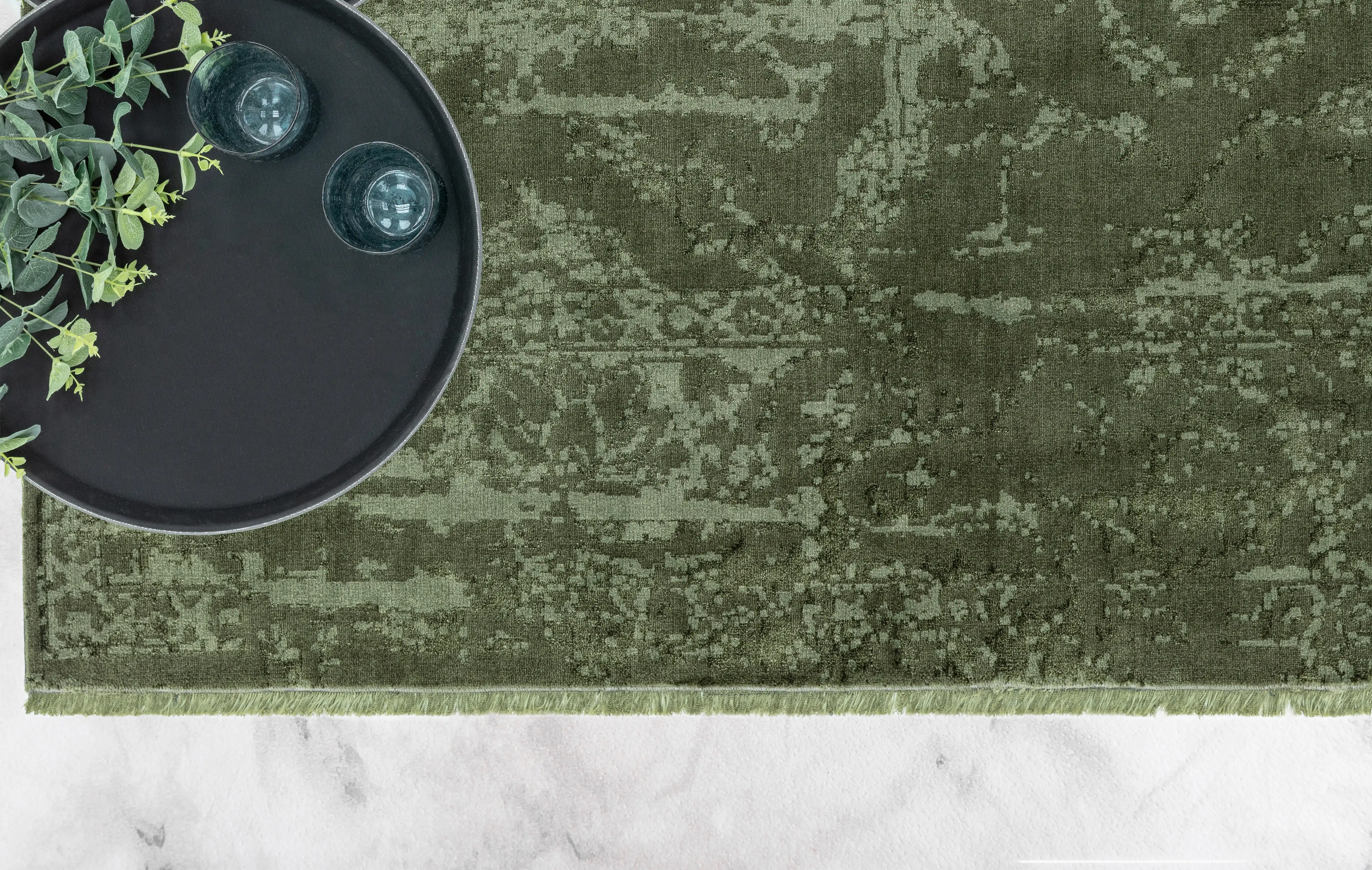 Zehraya ZE06 Green Abstract Rug - Image 2