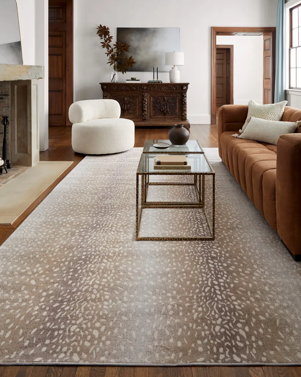 Zorina Scandi Boho Tan Polka Dot Rug - Image 9